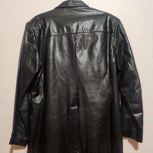 Y2K Vintage Bermans Black Mens Genuine Leather Blazer 2 Pocket 2 Button Size 42 - Picture 3 of 16